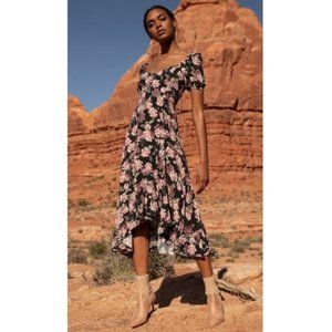 Yumi Kim Gemma Black Floral Midi Dress 